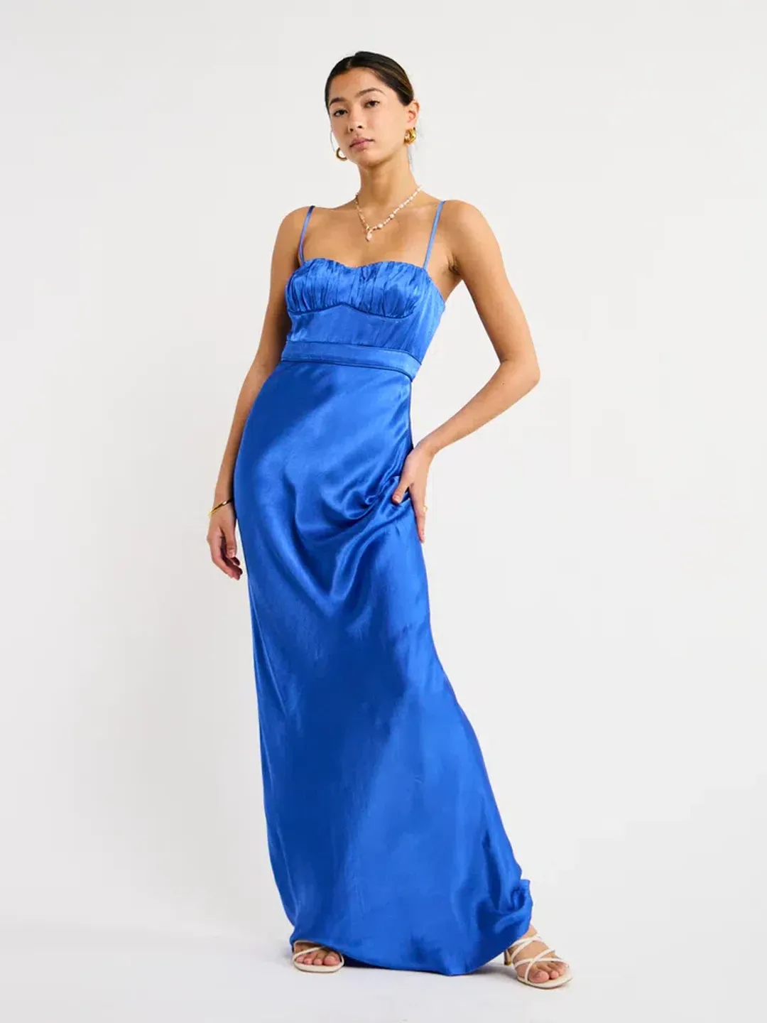 Shona Joy Oliviera Ruched Maxi Dress Blue Size 8 for rent on The Volte - main image