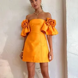 Alemais Macie Rosette Mini Dress in Tangerine Size S / AU 8 for rent on The Volte - image 1