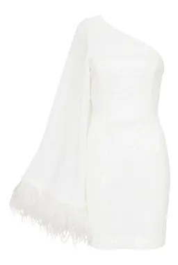 Rebecca Vallance Davina One Sleeve Mini Dress Ivory Size 8 for rent on The Volte - image 5