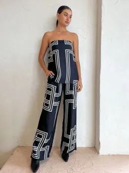 Ginger & Smart Walk the Line Strapless Top Black/Print Size 8 for rent on The Volte - image 1