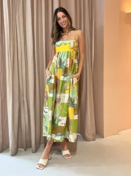 Alemais Jerome Linen Midi Dress Dragon Print Size 12 for rent on The Volte - image 1