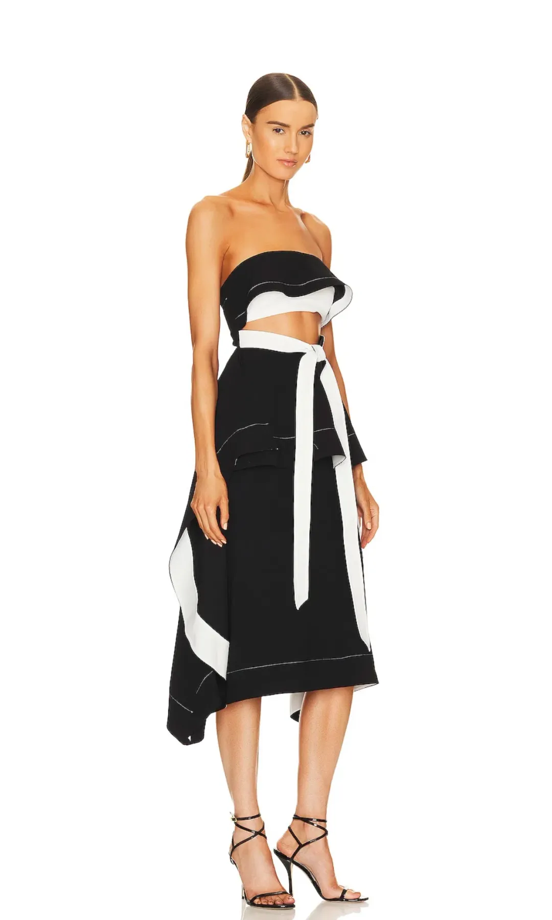 L’Academie Helena Midi Dress Black/White Size S / AU 8 for rent on The Volte - main image