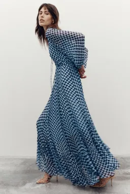 Shona Joy Elina Lace Front Drawstring Maxi Dress Print Size 8 for rent on The Volte - image 3