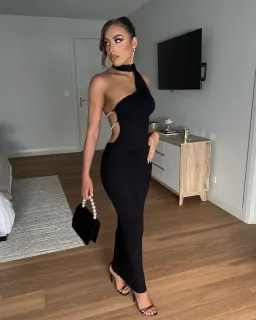 Khanum's Kara Scarf Maxi Dress Black Size XS / AU 6 for rent on The Volte - image 2