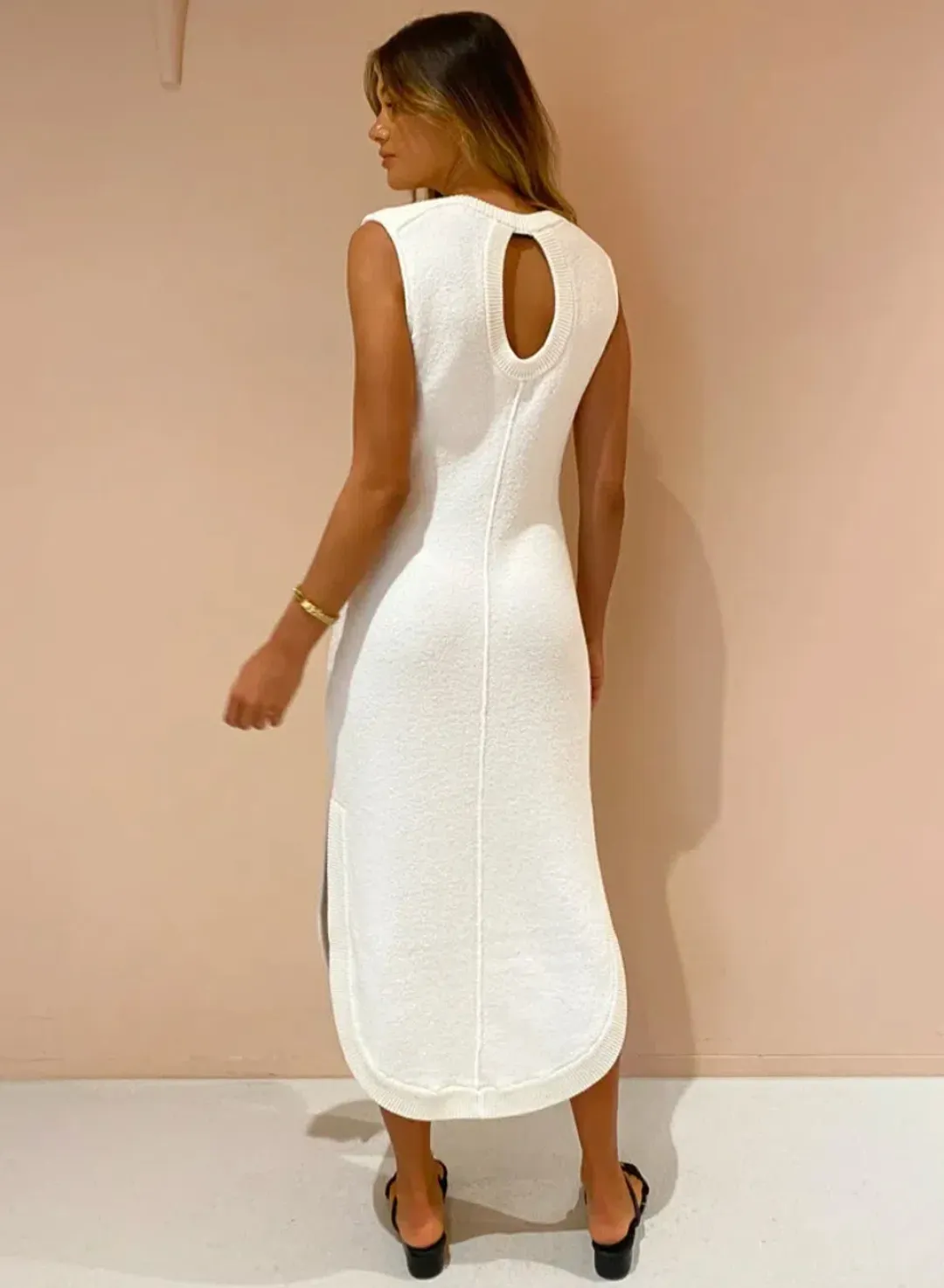 Camilla and Marc Ellington Knit Midi Dress In Ivory Size 10 for rent on The Volte - main image