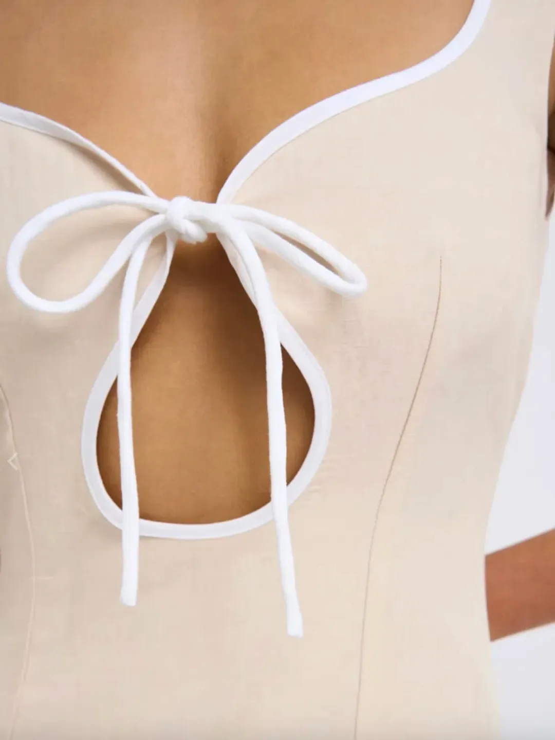 By Johnny Amelia Curve Mini Dress in Bone Ivory Size 12 for rent on The Volte - main image