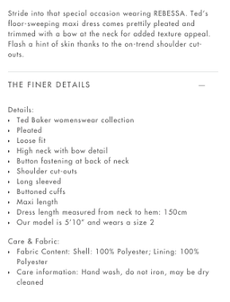 Ted Baker Rebessa Maxi Dress navy size 14 for rent on The Volte - image 8