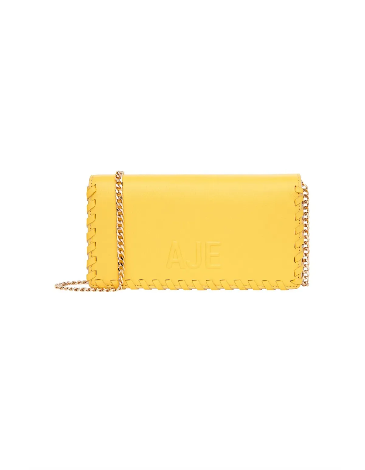 Aje Jour Leather Clutch Bag Yellow for rent on The Volte - main image
