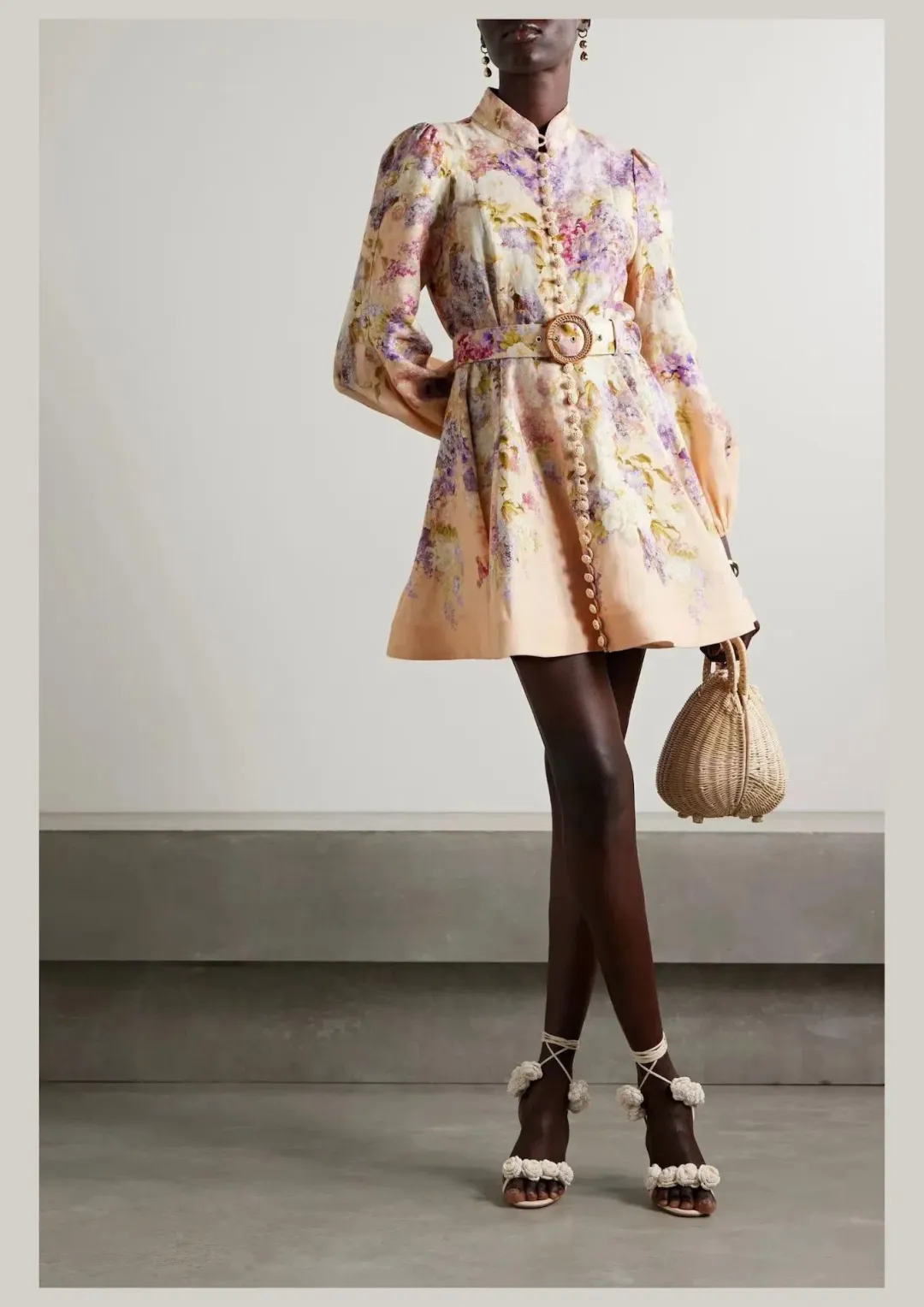 Zimmermann  Lyrical Buttoned Mini Dress Floral Size 2 / AU 12 for rent on The Volte - main image