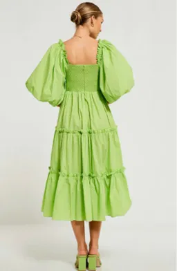 Bohemian Traders Billow Sleeve Midi Dress in Lime Size AU 6 for rent on The Volte - image 3