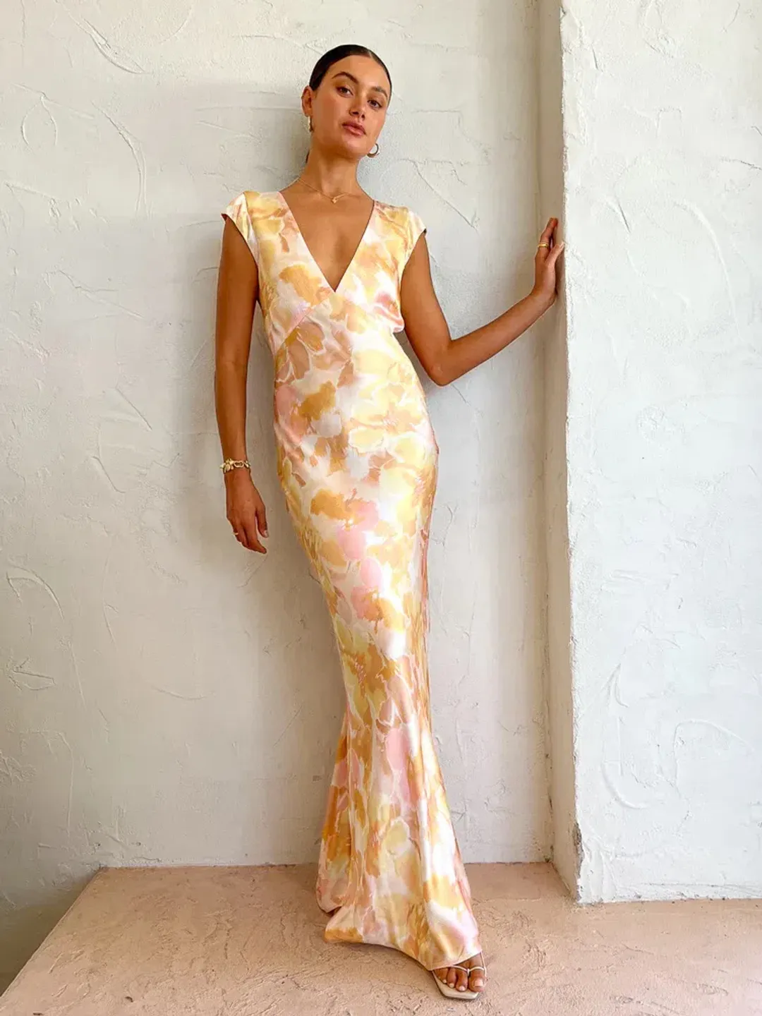 Bec & Bridge Indi V Maxi Dress Floral Haze Size 10 for rent on The Volte - main image