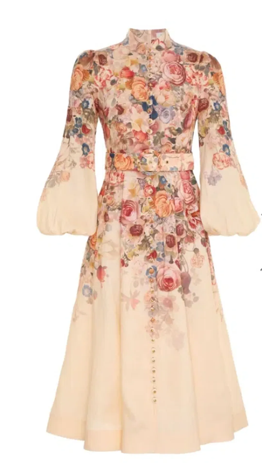 Zimmermann Luminosity Buttoned Midi Dress Floral Size 1/Au 10 for rent on The Volte - main image