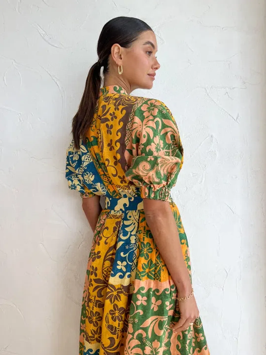 Alemais Linen Archie Wrap Dress Multi Size 14 for rent on The Volte - main image