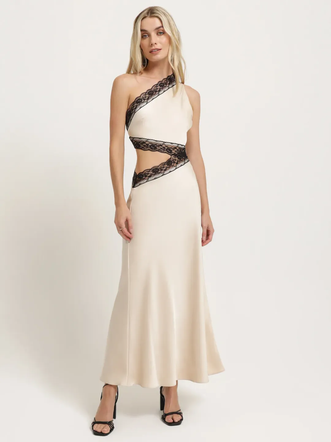 MISHA Hattie Satin Midi Dress Pink Champagne Size 6/XS for rent on The Volte - main image