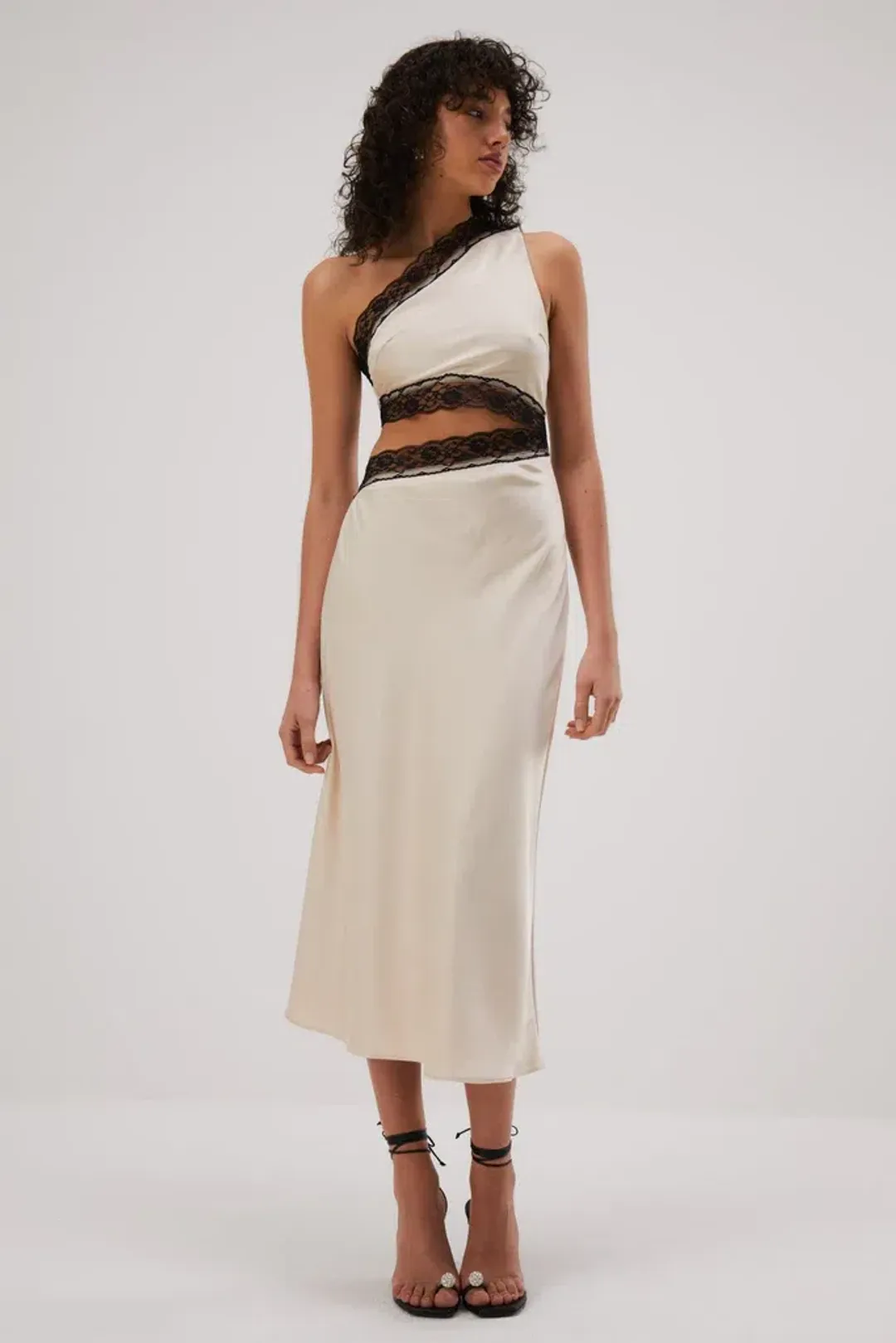 MISHA Hattie Satin Midi Dress Pink Champagne Size 6/XS for rent on The Volte - main image