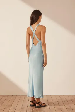 Shona Joy Camille Cross Back Midi Dress Blue Size 8 for rent on The Volte - image 3