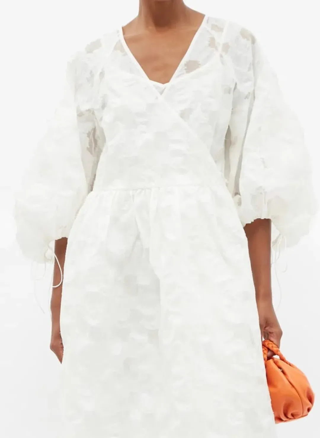 Cecilie Bahnsen Hella Puff-Sleeve Cotton-Blend Fil-Coupé Dress Size M/L / AU 14 for rent on The Volte - main image