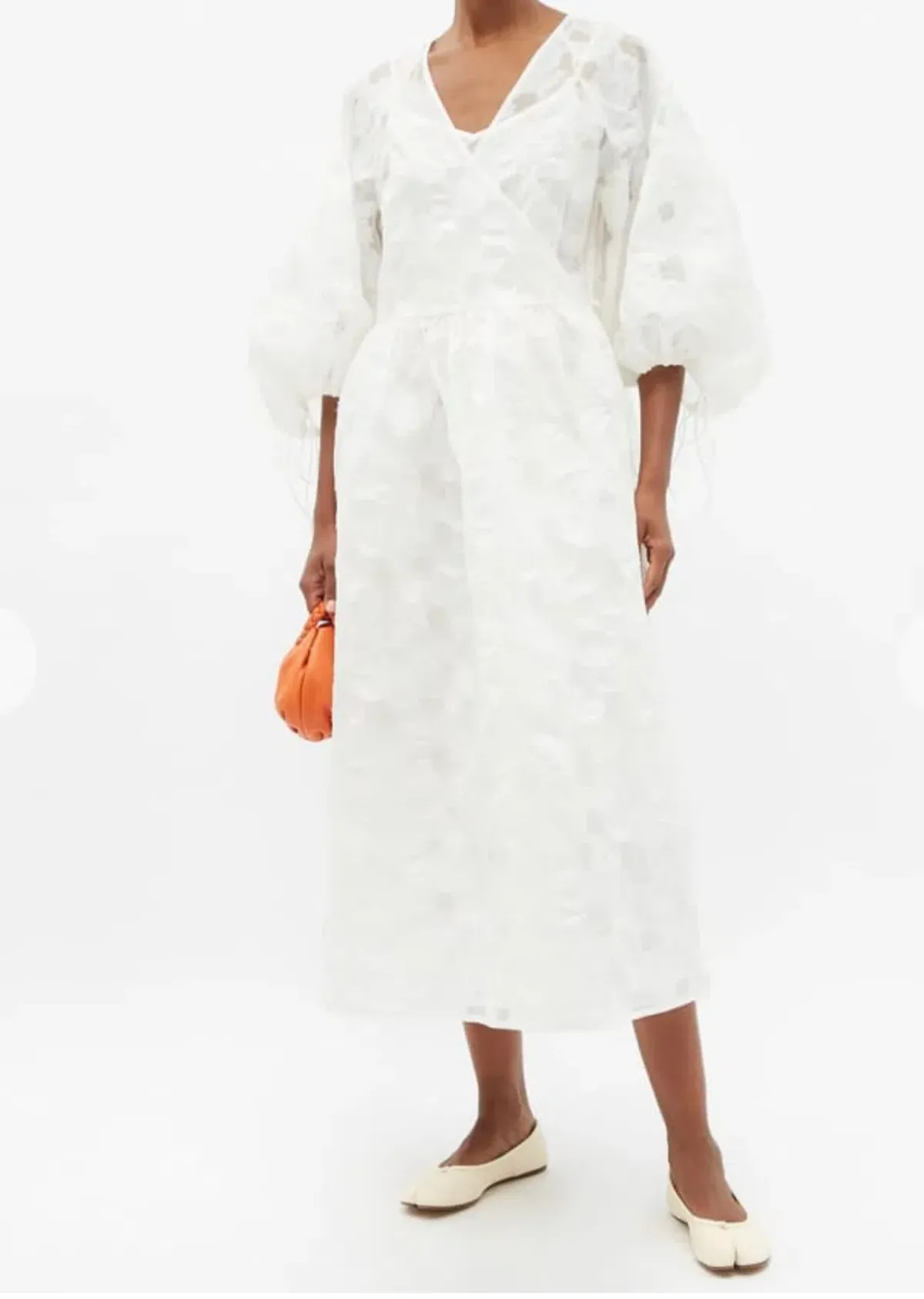 Cecilie Bahnsen Hella Puff-Sleeve Cotton-Blend Fil-Coupé Dress Size M/L / AU 14 for rent on The Volte - main image