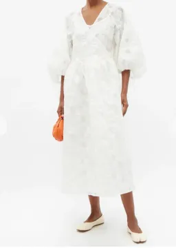 Cecilie Bahnsen Hella Puff-Sleeve Cotton-Blend Fil-Coupé Dress Size M/L / AU 14 for rent on The Volte - image 1