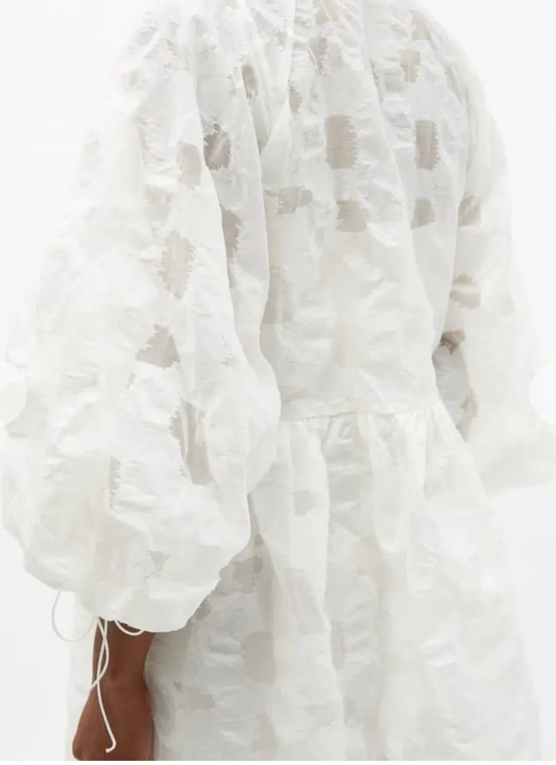 Cecilie Bahnsen Hella Puff-Sleeve Cotton-Blend Fil-Coupé Dress Size M/L / AU 14 for rent on The Volte - main image