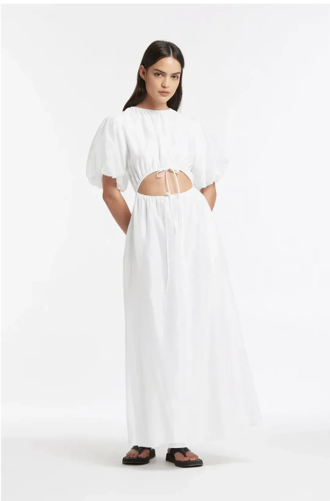 Sir the Label Franc Puff Sleeve Midi Dress White Size 0 / AU 6 for rent on The Volte - main image