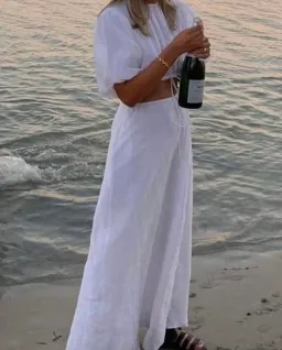 Sir the Label Franc Puff Sleeve Midi Dress White Size 0 / AU 6 for rent on The Volte - image 3