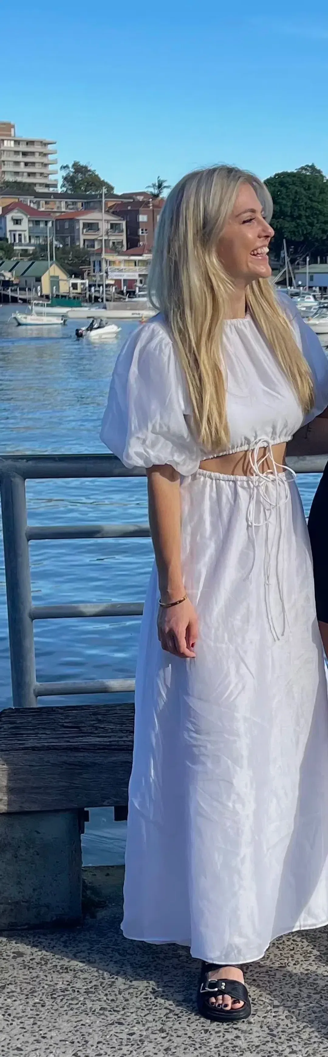 Sir the Label Franc Puff Sleeve Midi Dress White Size 0 / AU 6 for rent on The Volte - main image