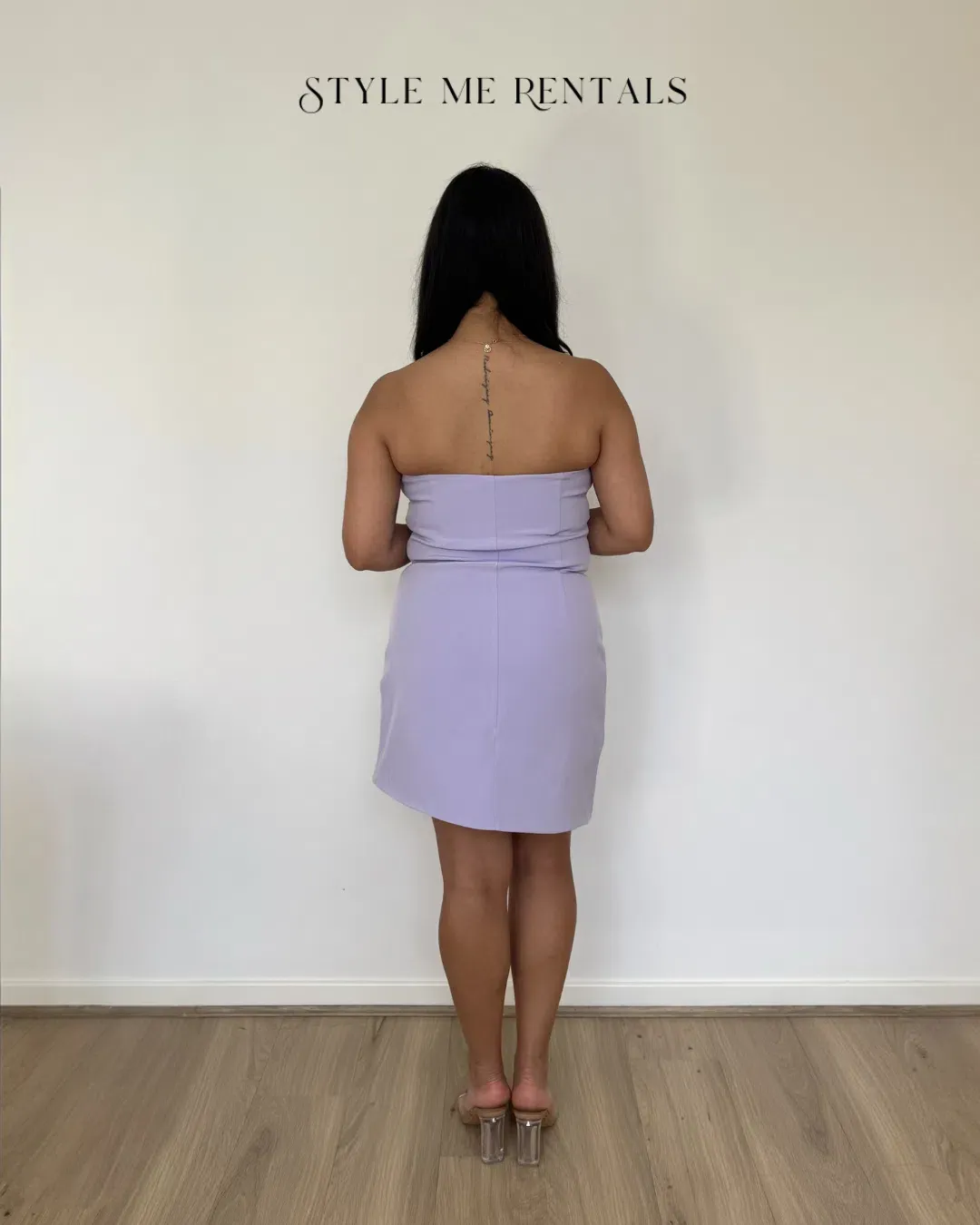 By Johnny Strapless Wave Mini Dress Lilac Size 10 for rent on The Volte - main image