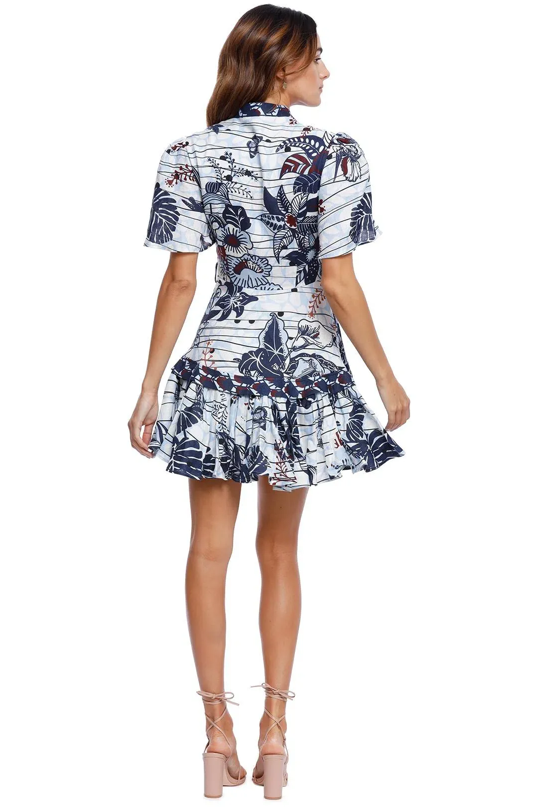 LEO LIN La Casa Linen Mini Dress Multi Print Size 10 for rent on The Volte - main image