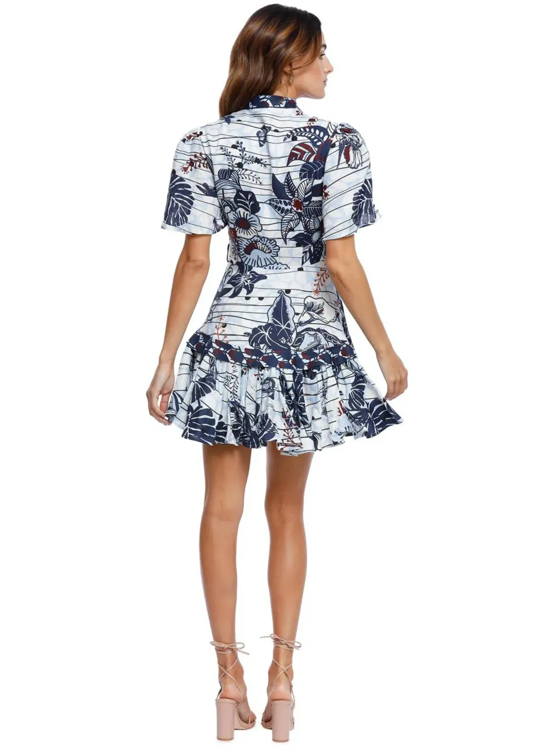 Leo Lin La Casa Linen Mini Dress Multi Print Size AU 12 for rent on The Volte - main image