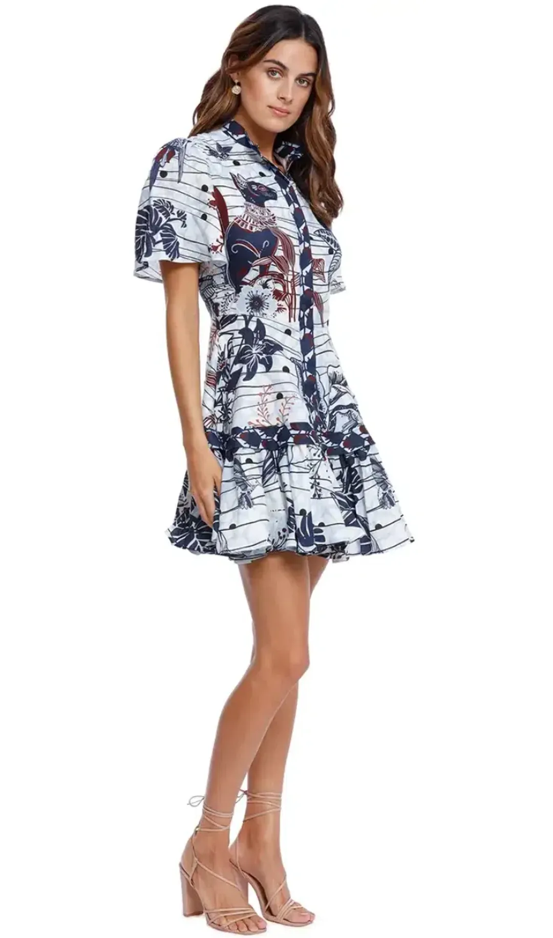 Leo LinLa Casa Linen Mini Dress Multi Print Size 8 for rent on The Volte - main image