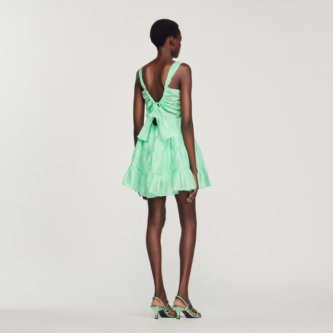 Sandro Paris Mariella Woven Dress Mint Green Size AU 6 for rent on The Volte - main image