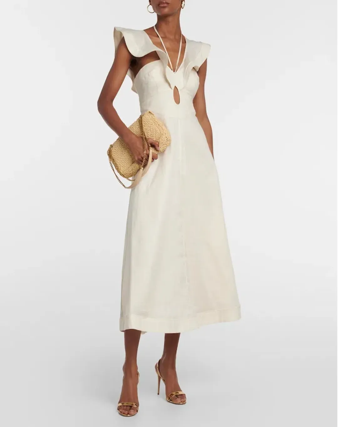 Zimmermann Halcyon Flutter Midi Cream Size 0P / AU 6  for rent on The Volte - main image