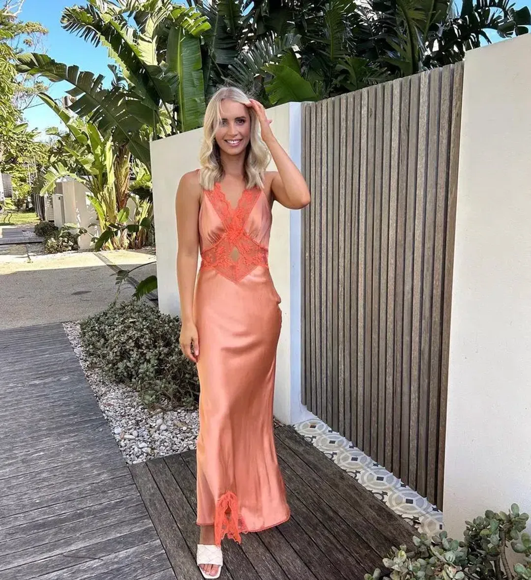 Sir the Label Aries Cut Out Gown Peach Size 0 / AU 6 for rent on The Volte - main image