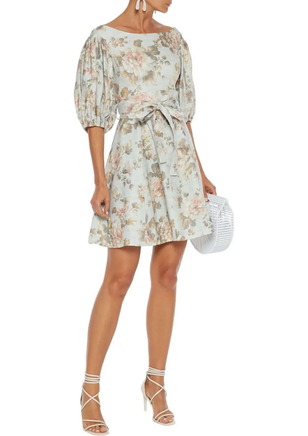 Zimmermann Fleeting Flip Mini Dress Mint Floral Size 0 / AU 8 for rent on The Volte - main image