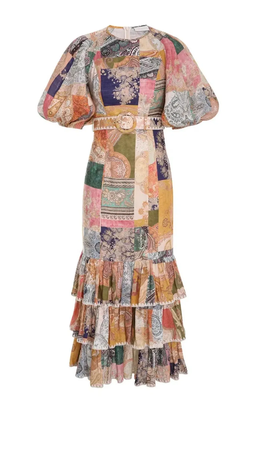 Zimmermann Anneke Ruffle Hem Midi Dress Patch Paisley Size 4 / AU 16 for rent on The Volte - main image