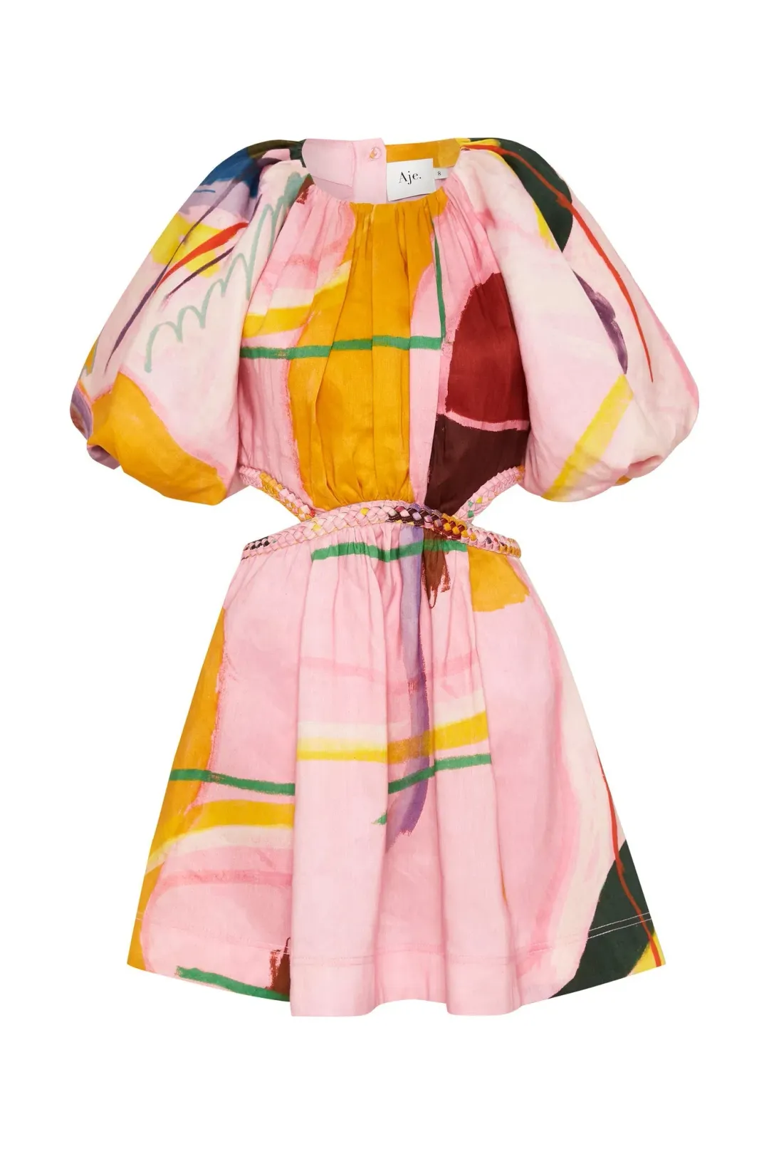 Aje Capucine Puff Sleeve Mini Dress Multi Size 6  for rent on The Volte - main image