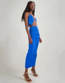 Kourh Otto Top & High Twisted Skirt Set in Cobalt Blue Size 8  for rent on The Volte - image 1