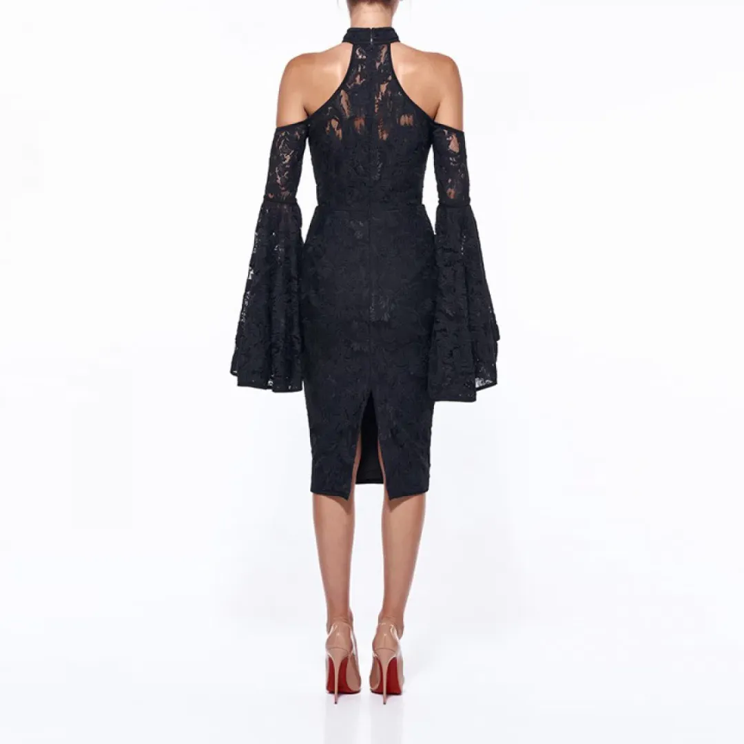 MISHA Poppy Lace Dress Black Size 6/XS for rent on The Volte - main image