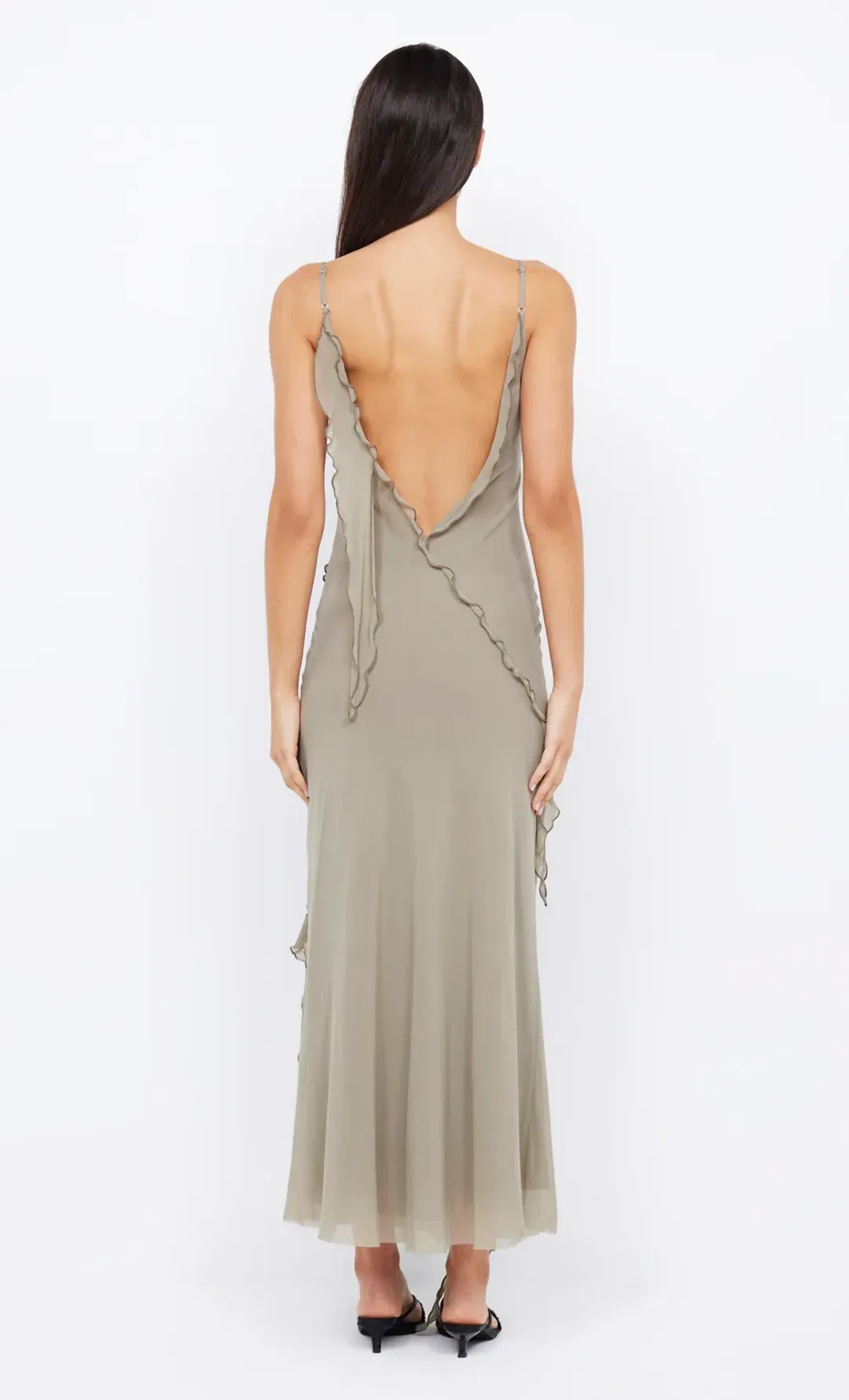 Bec & Bridge Gabriel Frill Maxi Dress in Sage Size 10 for rent on The Volte - main image