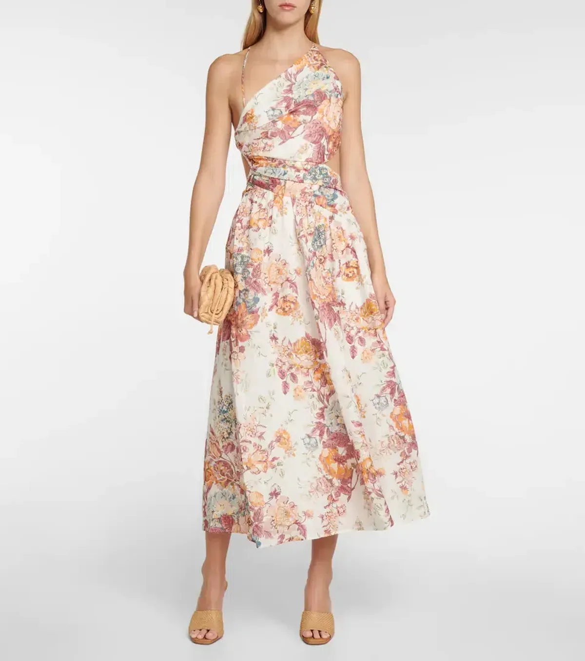 Zimmermann The Pattie Asymmetric Dress in Cream Floral Size 0 / AU 8 for rent on The Volte - main image