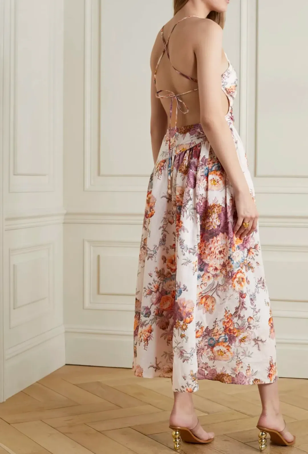 Zimmermann The Pattie Asymmetric Dress in Cream Floral Size 0 / AU 8 for rent on The Volte - main image