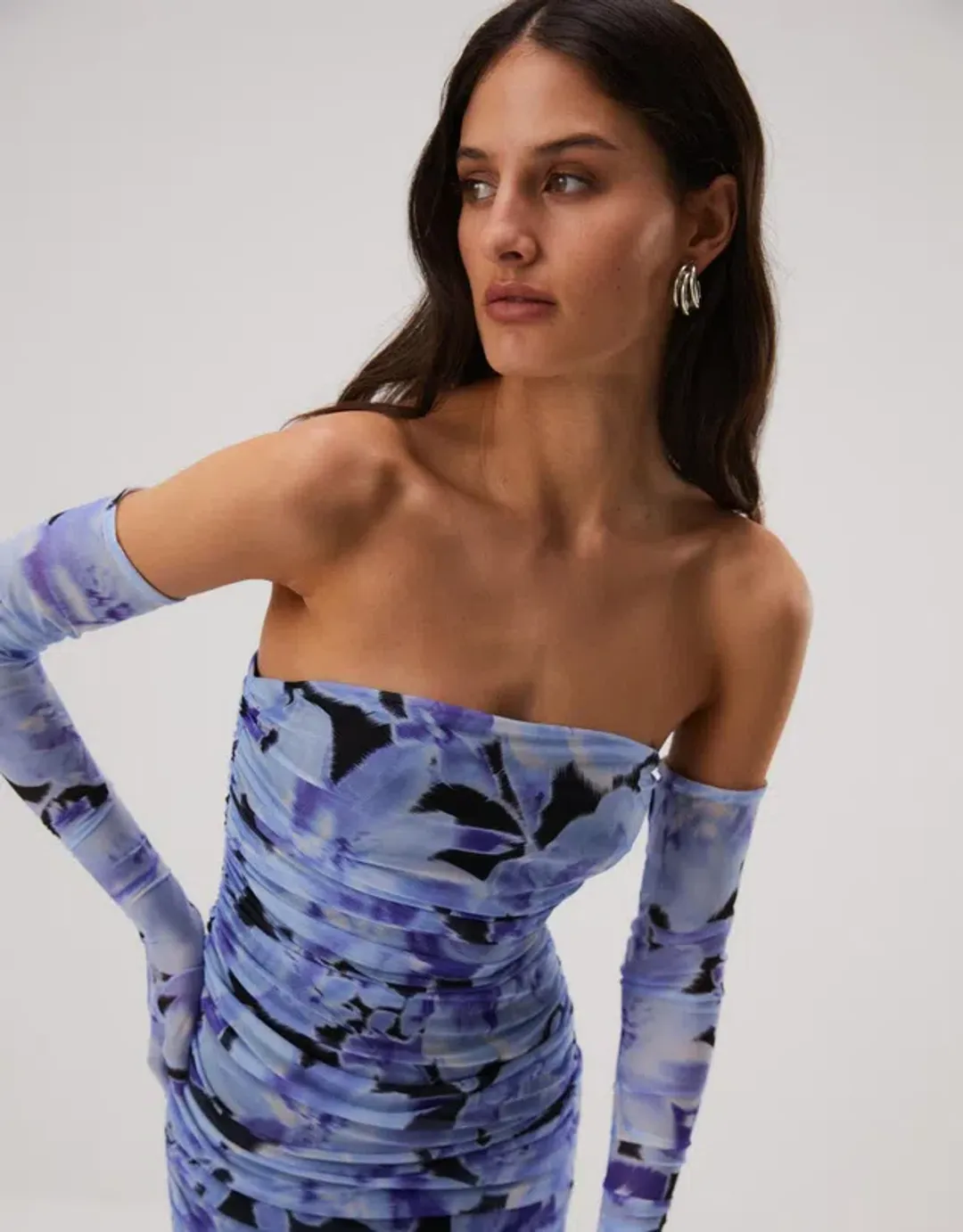 Misha Cosimo Mesh Midi Dress with Gloves Floral Size 8/S for rent on The Volte - main image