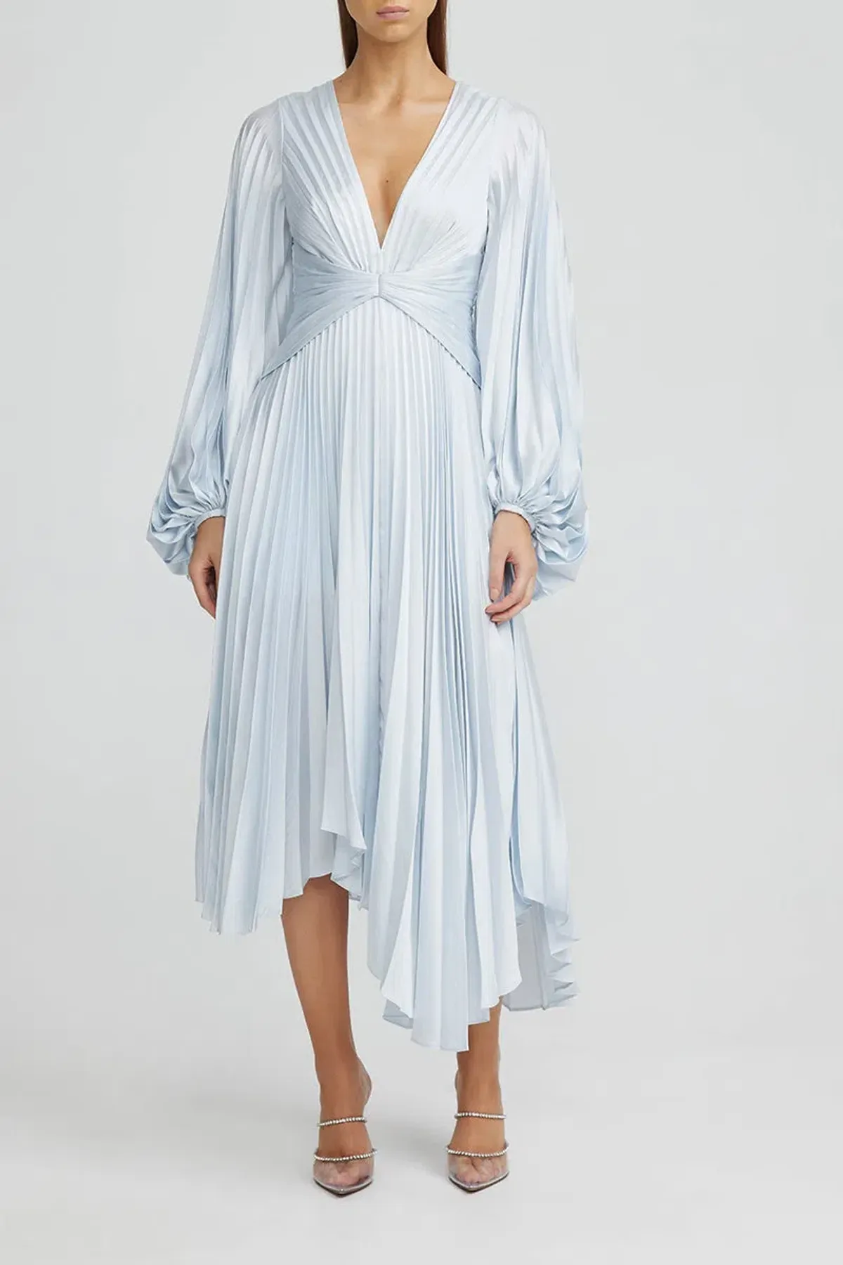 Acler Palms Midi Dress in Sky Blue Size 8 for rent on The Volte - main image