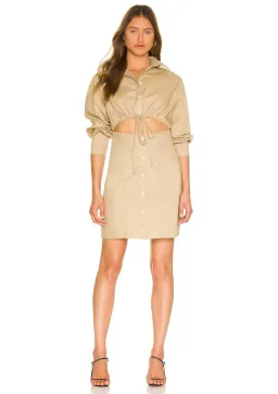 Matthew Bruch Cutout Mini Shirt Dress Beige Size 8 for rent on The Volte - image 1