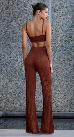 MISHA Lambeth Knit Jumpsuit Brown Size 6/XS for rent on The Volte - image 2