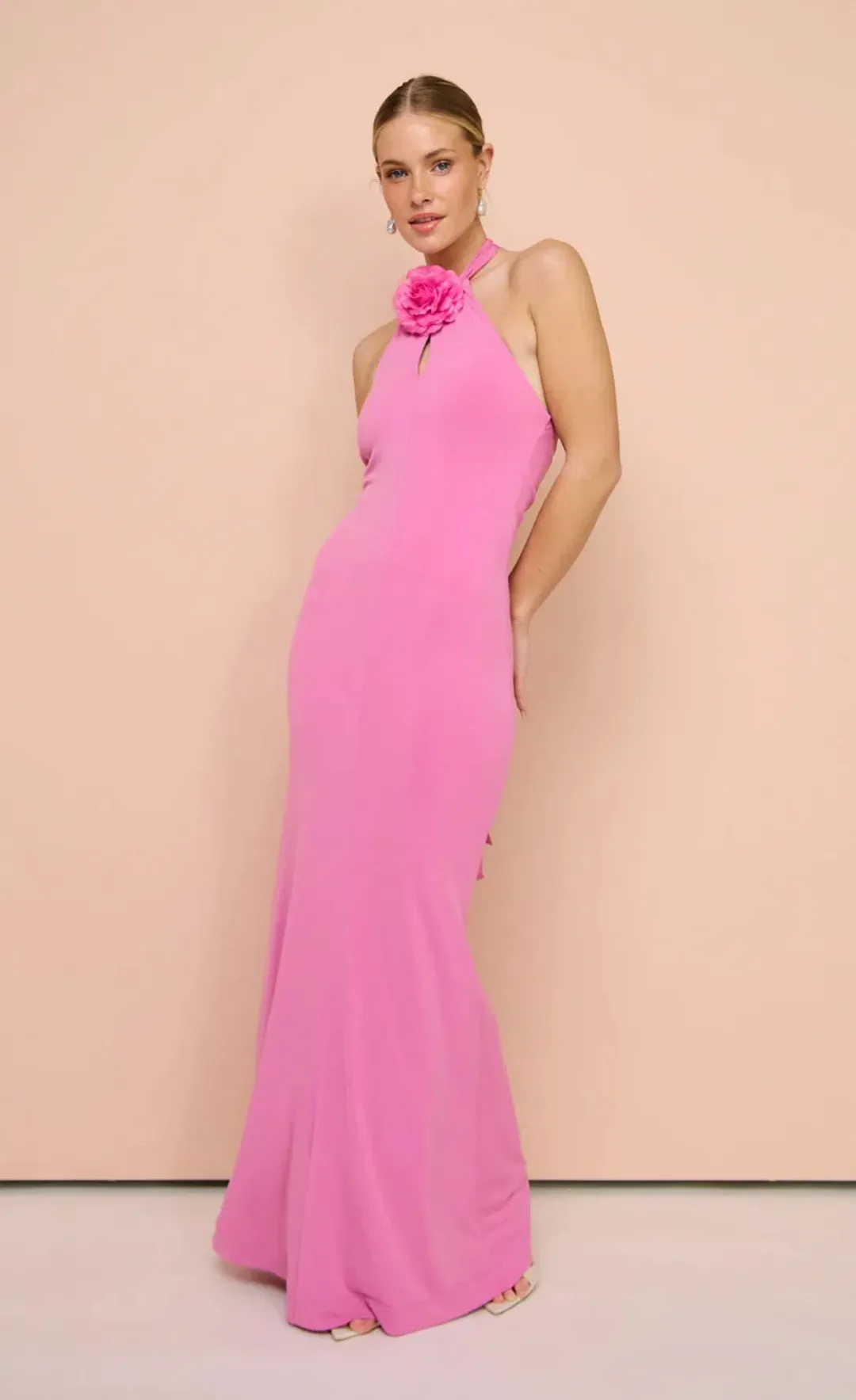 Sofia the Label Wildflower Halter Gown in Pink Size 8 for rent on The Volte - main image