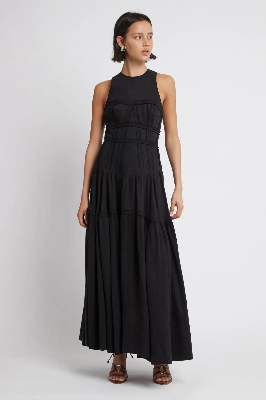 Aje Tidal Corset Midi Dress Black Size 6 for rent on The Volte - main image