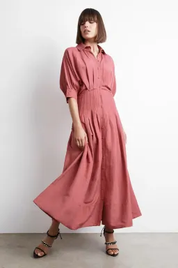 Aje Nova Shirt Midi Dress Dusty Rose Size 8  for rent on The Volte - image 1