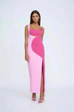 By Johnny Caterina Two Tone Curve Midi Dress Pink Size 8 for rent on The Volte - image 1